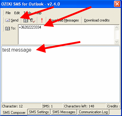 the message composing windows in outlook sms