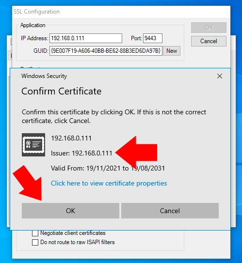 confirm the certificate
