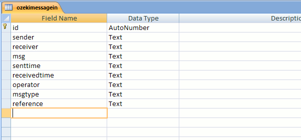 ozekimessagein database table