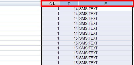 selecting colums when using excel sms client