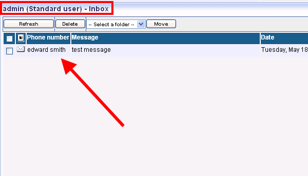 inbox folder of user admin