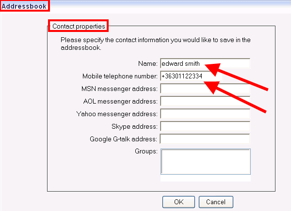 contact properties of user admin