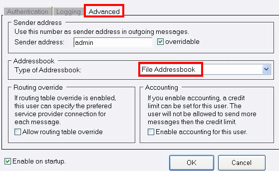 selecting file addressbook type