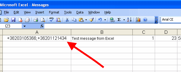 sending sms from excel