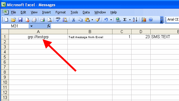 sending messages from an excel client