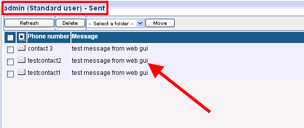 sent messages from a web gui