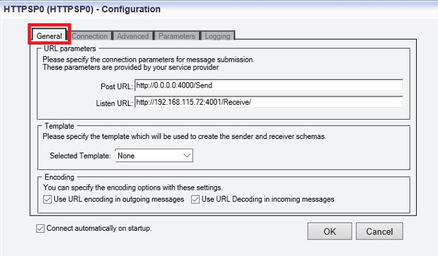 general settings of the http service provider connection