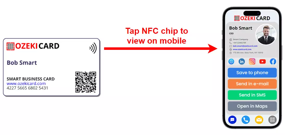 tap nfc chip to open digital business card