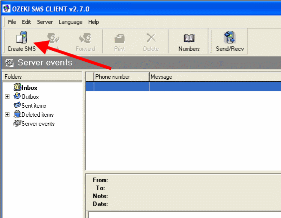 creating a new sms in the sms client