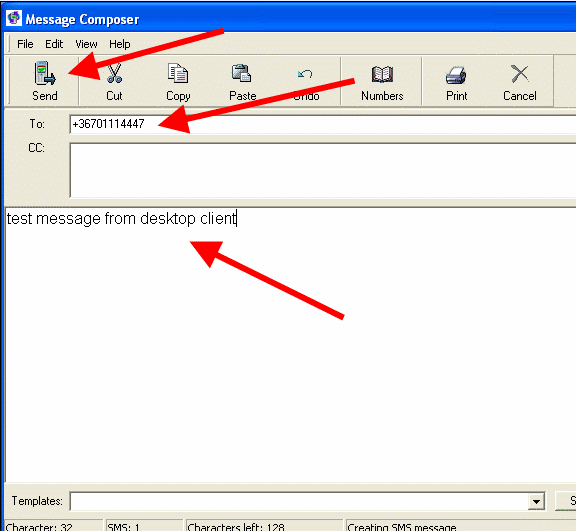 the sms composer window
