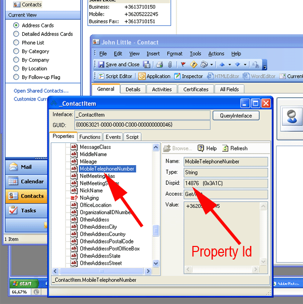 finding the property id number in outlook spy
