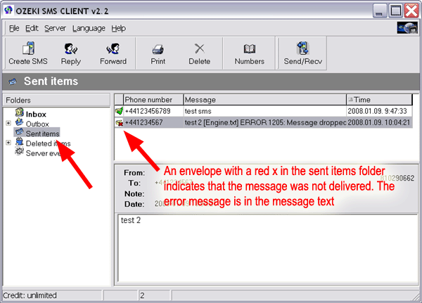 delivery error message