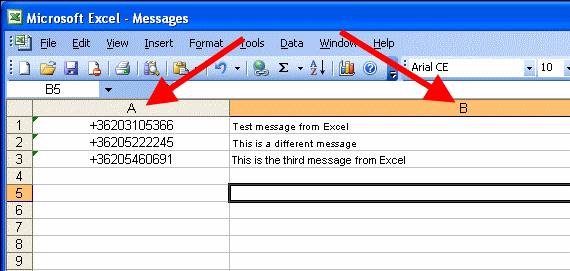 the messages.xls file when using the excel sms client