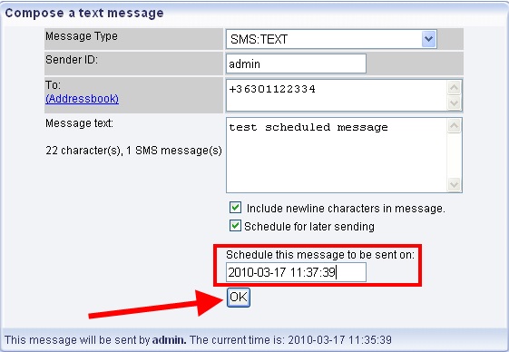 selecting a text message type