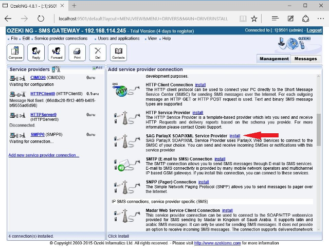 select sag parlayx soap/xml service provider