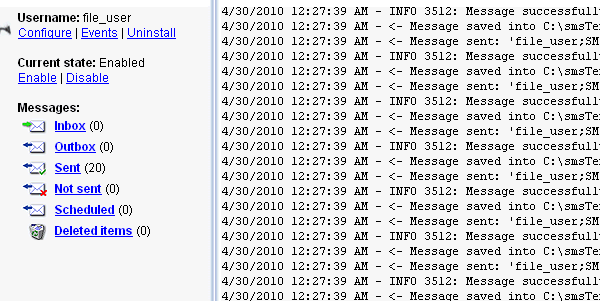 ozeki ng sms gateway sends out the messages