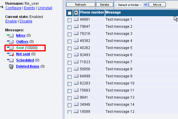 the ozeki excel sms client sends out the messages