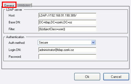 specifying parameters of the ldap addressbook in ozeki ng 