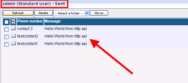 sent messages using a http api