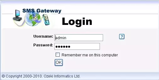 login to ozeki ng sms gateway