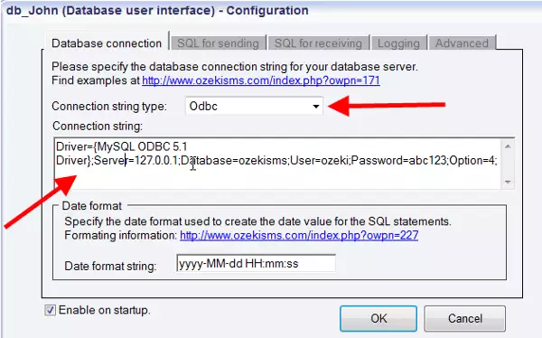 setting up a database connection