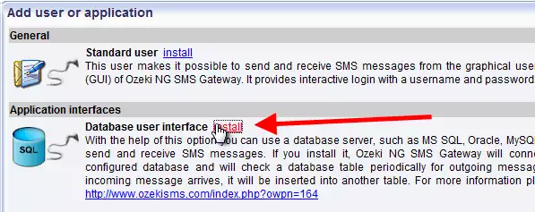 installing a database user interface
