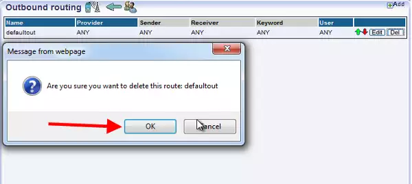 allowing the delet of the default route