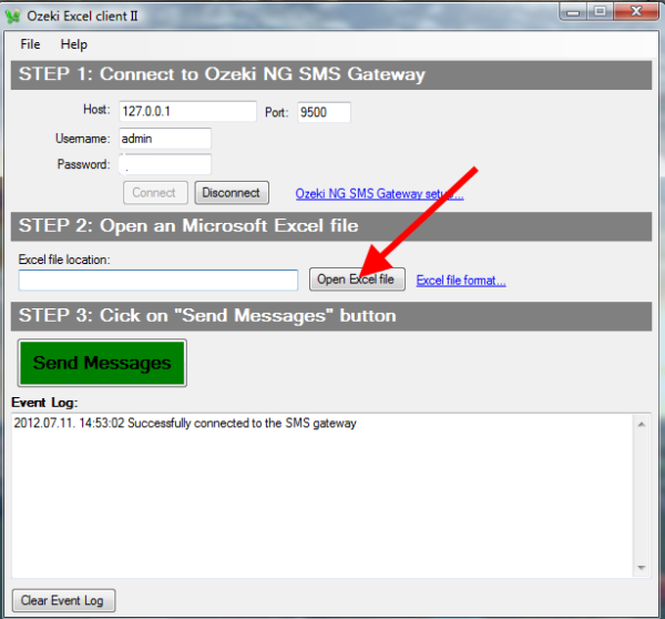 open the excel file