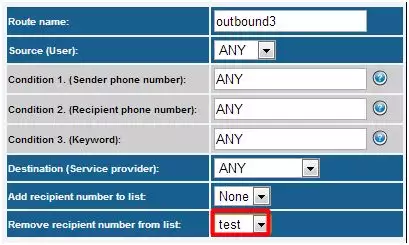 outbound sms routing list management