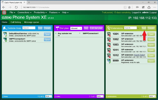 adding extension in gui