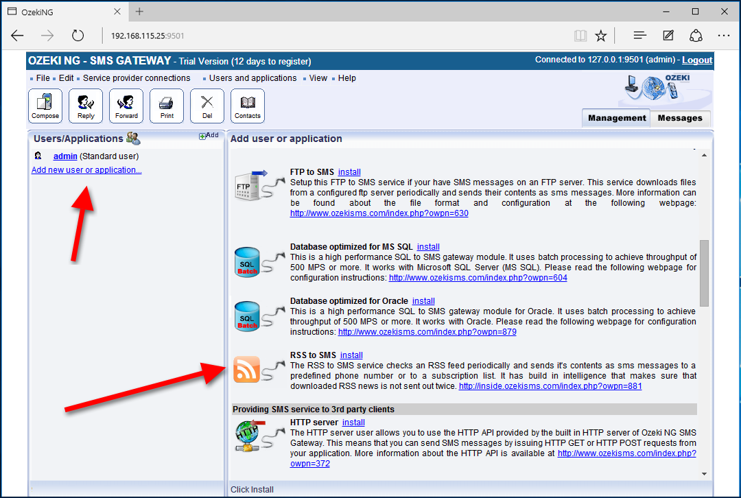 installing rss user