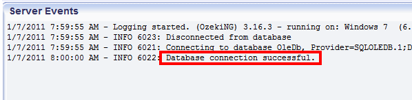 database connection successful