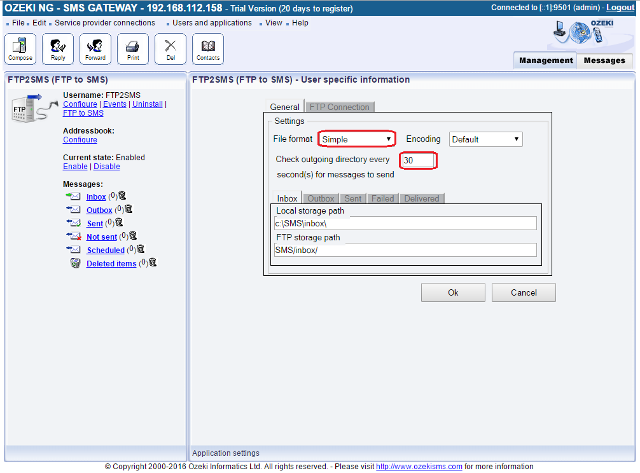 setting the file format and the query frequency