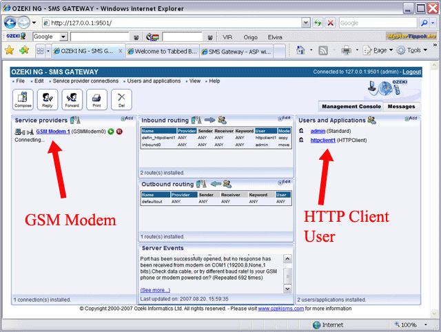 SMS Gateway - ASP SMS API, ASP With Built In Webserver