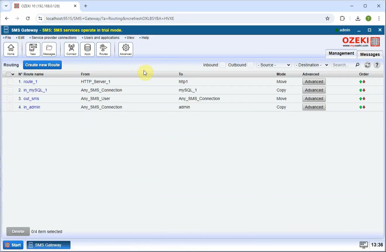 Routes interface